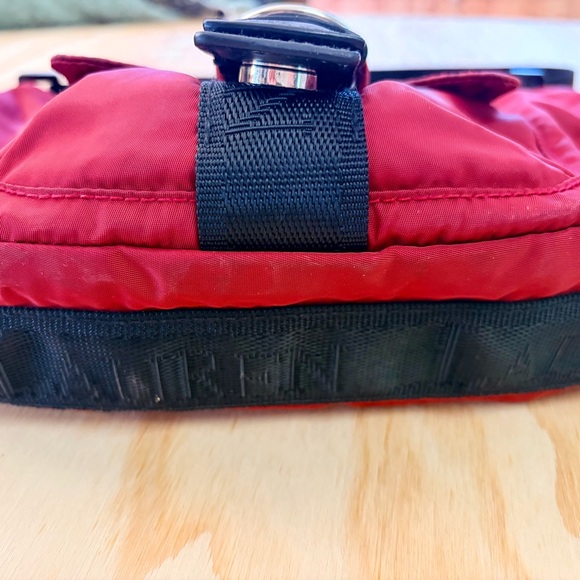 Lauren Ralph Lauren Red Nylon Shoulder Bag Y2K Buckle Hobo Baguette - Picture 4 of 10